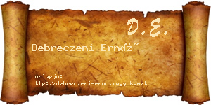 Debreczeni Ernő névjegykártya