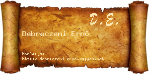 Debreczeni Ernő névjegykártya